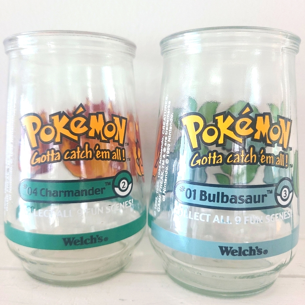 Lot of 2 vintage Pokemon Welch's glass